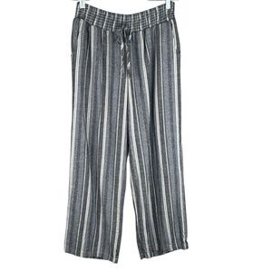 Maurices Blue & White Striped Linen Rayon Blend Boho Vacation Pants Size Medium